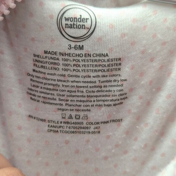 Wonder Nation Pink Frost Fleece Teddy Bear Infant Baby Winter Onesie 3-6 Months - Picture 4 of 4